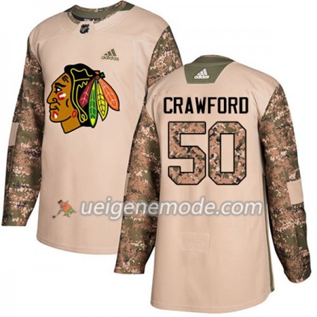 Herren Eishockey Chicago Blackhawks Trikot Corey Crawford 50 Adidas 2017-2018 Camo Veterans Day Practice Authentic